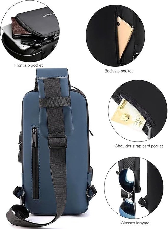 HELIMIX Anti Theft Sling Bag for Men Waterproof Crossbody Chest Bag with USB Charging Port & Lock Lightweight Shoulder Backpack for Travel, Office, Biking & Daily Commute - Image 5